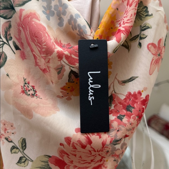 Lulus Sweet Invitation Beige Floral Print Cowl Neck Midi Dress - Picture 8 of 8